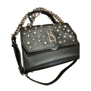 Steve Madden Black Studded Shoulder Bag With Chain Strap & Logo